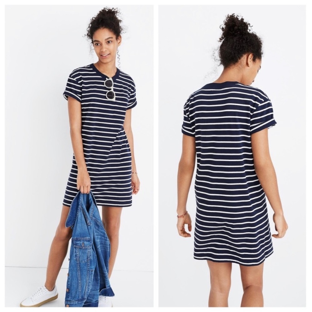 Madewell T-shirt Dress Navy Striped